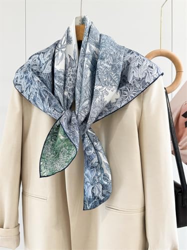 Women's Pure Mulberry Silk Square Scarf, 36 Inches Pashminas, Large Silk Scarf,Double-Sided Print, Gift Packed3