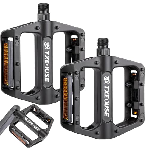 Txeouse Pedales MTB,Pedales de Aleación de Aluminio,Pedales Bicicleta Resistente al Desgaste,con Tiras Reflectantes,Pedal MTB de 9/16 Pulgadas,para Bici Carreras,Bici Montaña,Bici Eléctrica