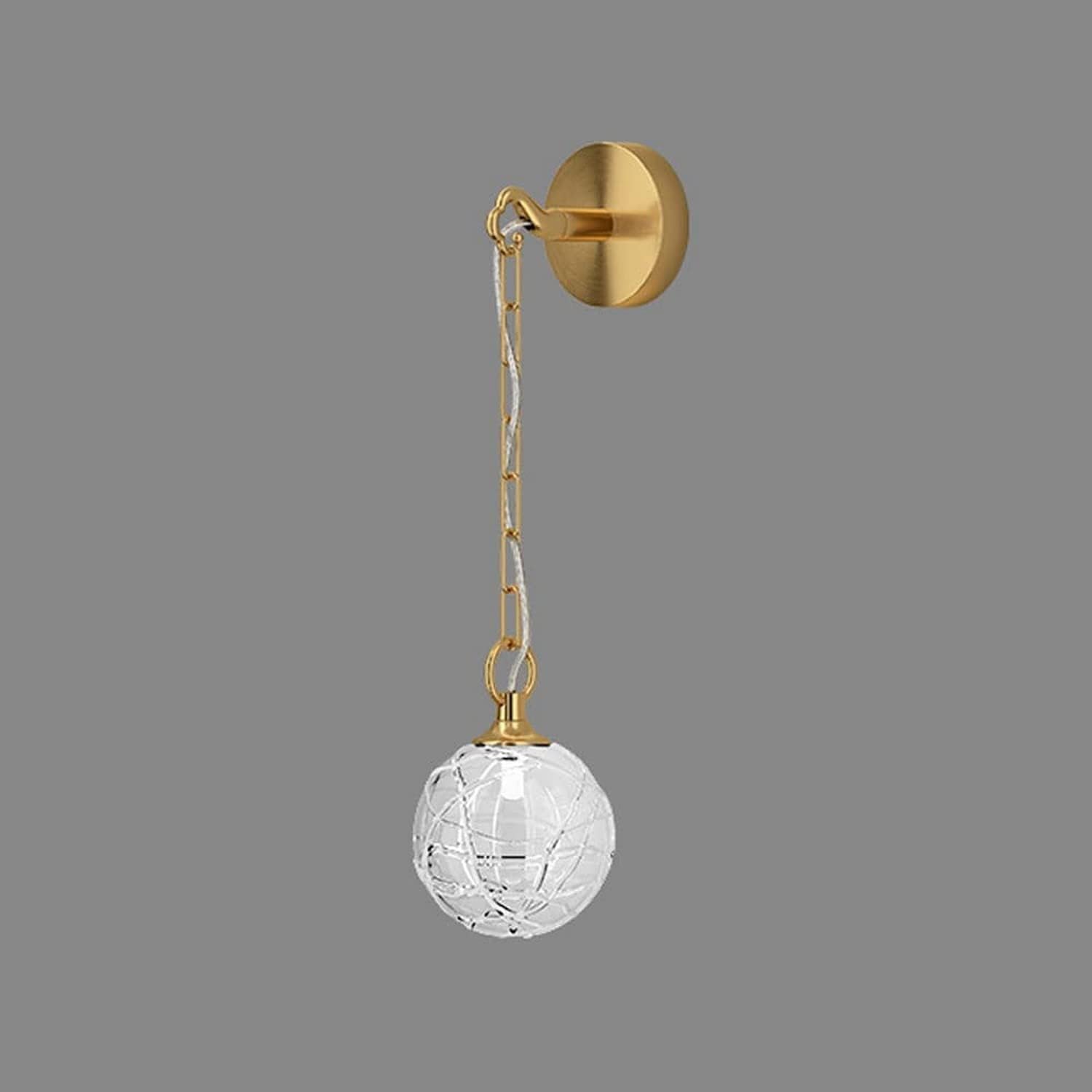 Jybnbbe Light Glass Ball Shade Wall S Brushed Brass Led 1- Lamps With Bulb Bedroom Bedside Ing Hallway Bathroom Adjustable Sconce,Chandelier