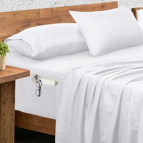 Briarwood Home Ultra Soft 1800 Double Brushed Microfiber Sheet Set - Shrink & Fade Resistant - 16" Deep Pockets - Cooling Comfort - Handy Dual Side Pockets for Storage (King, Bright White) Cover