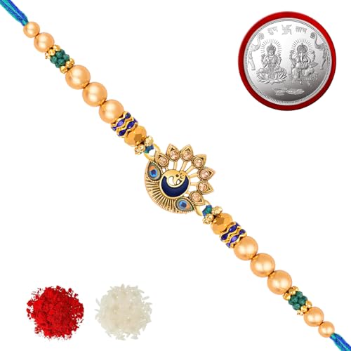 Image of De Marquis Send Rakhi Set for Brother | 1 Rakhi + 1 Coin | Roli-Chawal Pack | Greeting Card | Rakhee Gift | Rakshasutra | Happy Rakshabandhan