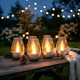 Solar Candle Lights, Solar Power Tea Lights Outdoor Flameless Flicker, Waterproof Garden Flickering Candle Lanterns, Rechargeable Fake Faux Lamp, for Home Bar Restaurant Camping(6pcs)