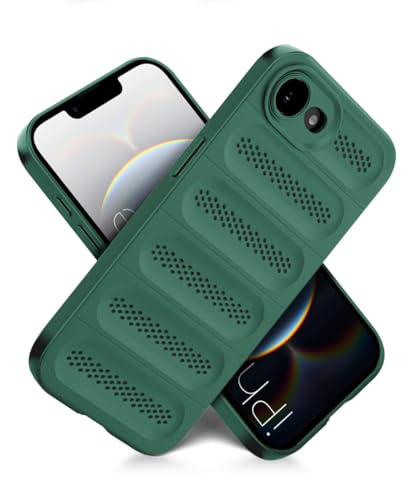 Image of WOW IMAGINE Ultimate Silicone Back Cover Case for iPhone 16e | iPhone 17e | Heat Dissipation Thin Soft TPU | 360 Camera Protection | Breathable Cooling Holes - Forest Green