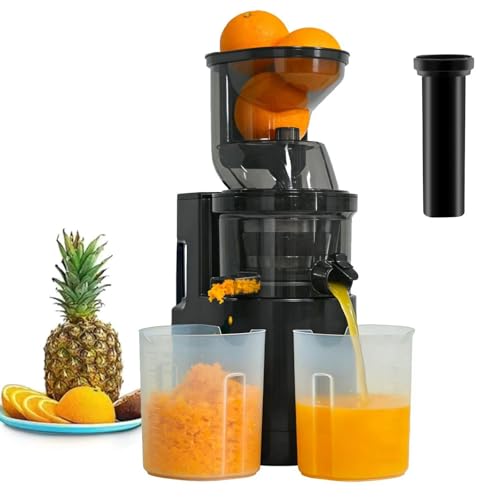 Cold Press Juicer, Professional Juicer Machines 83MM Wide Chute for Whole Fruit and Vegetable, Automatic 500W Slow Masticating Juicer High Juice Yield Extractor, Easy to Clean Juice Maker with 2 Cups