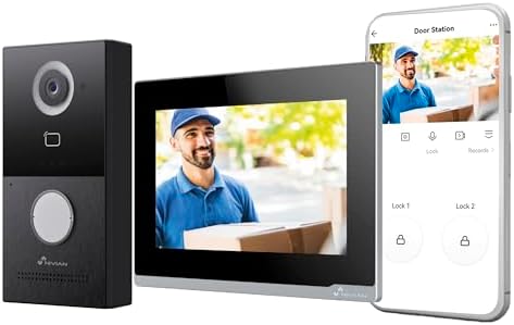 NIVIAN Videoportero WiFi Inteligente Full HD con Monitor Táctil 7”, Conexión 2 Hilos, Cámara Exterior 1080P IP65, Audio Bidireccional, Grabación en MicroSD y Control Remoto App Tuya