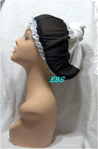 Donna Collection Donna Premium Collection 2In1 Satin Braid Bonnet & Adjustable Bonnet - Black Color #TOP4