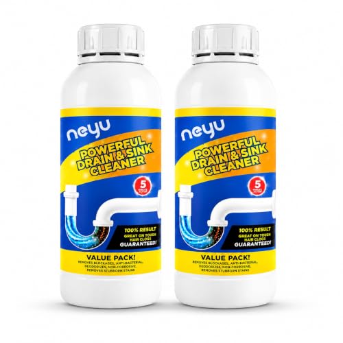 Image of NEYU Xpert Drainex Drain Cleaner Powder for Clogged Drains - Heavy Duty Drain Blockage Remover for Kitchen Sink, Bathroom, Toilet & Pipe Cleaning 100gm (2 Piece)