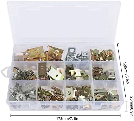 150 Pcs Auto U-clips and Fasteners, Automotive Metal Spring U Type Nut Clip Assortment Universal Car Mounting Clip Rivets to Fix for Bumper Guard Plate Dash Fender Door Panel Interior