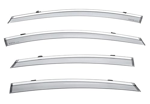 WellVisors Replacement for 2016-Present Chevrolet Volt Side Rain Guard Window Visors Deflectors with Chrome Trim Chevy 3-847CH019