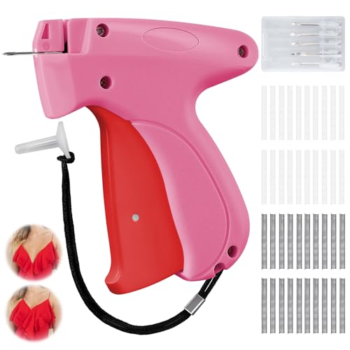 Image of Micro Tag Gun for Clothes - Rose and Red Color Mini Stitch Gun for Clothes Fabric-Friendly Design Single Stitch Sewing Gun Quick Clothing Fixer Total 4000 Fasteners