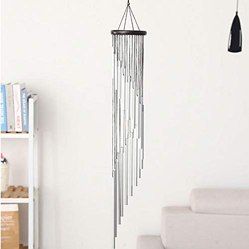Large Wind Chime with 18 Scrub Aluminum Tubes and 2 Hooks Classic Wind Chime for Outdoor Garden Home Decor Silver - Image 4