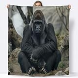 Kuscheldecke Flanell Decke 150 x 200 cm Tier Gorilla 3D Drucken Flauschig Weich Warm Microfaser Plüsch Wohndecke Fleecedecke Tagesdecke Decke für Sofa & Bett