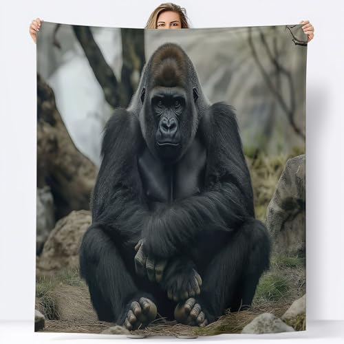 Kuscheldecke Flanell Decke 150 x 200 cm Tier Gorilla 3D Drucken Flauschig Weich Warm Microfaser Plüsch Wohndecke Fleecedecke Tagesdecke Decke für Sofa & Bett