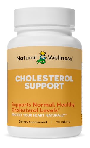 Natural Wellness Cholesterol Support – Herbal & Nutrient Supplement for Healthy Cholesterol Levels, Heart Function, Artery Health & Circulation – Cardiovascular Support Formula – 90 Tablets