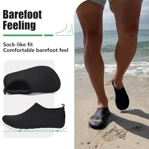 SAGUARO Damen Herren Badeschuhe Wasserschuhe Schwimmschuhe Männer Frauen Barfußschuhe für Strand,Pool,Meer,Wassersport,Surfen,Aqua Cycling,Segeln,Bootfahren,Windsurfen(Schwarz,44/45 EU)