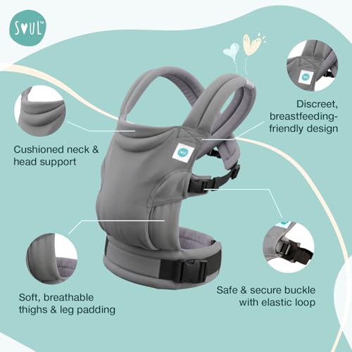 Image of Soulslings Tanu Baby Carrier Dune | Stretchy Baby Carrier for New Born & 0 to 1 Year Baby | Soft Cotton Belt with Ergonomic M Position | Adjustable Infant Carrier with Front & Hip Carry (3-10 Kgs)