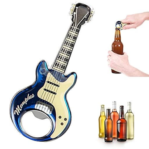WHC abridor de cerveza divertido guitarra magnético abridor de acero inoxidable portátil duradero abrebotellas para músicos y regalos | Ya disponible en tu tienda friki favorita! En mundofriki.es!