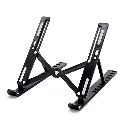 SaZain Adjustable Laptop stand for desk portable laptop holder with 10 height adjustments foldable computer stand riser- Notebook stand for, HP, Lenovo, MacBook Pro/Air Dell, Sony 10-17”