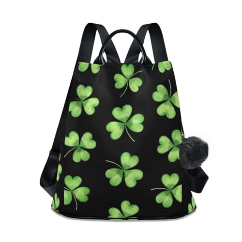 Sac à dos antivol femme vert motif trèfles pour le voyage
