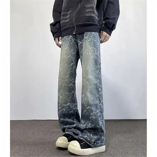 Men Vintage Straight-Leg Slim Fit Jeans Harajuku Printed Jeans Hip Hop Streetwear Baggy Denim Trousers3