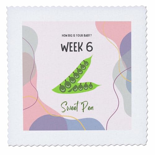 3dRose Image of Sweet Pea How Big is Your Baby Week 6 - Quilt Squares (qs-388458-3)