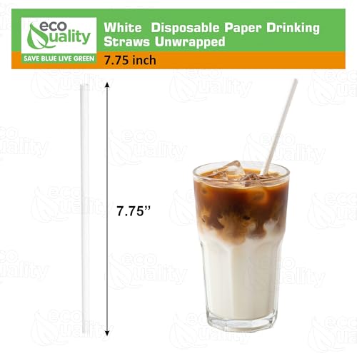 500 pitillos desechables de papel blanco compostables miniatura 3