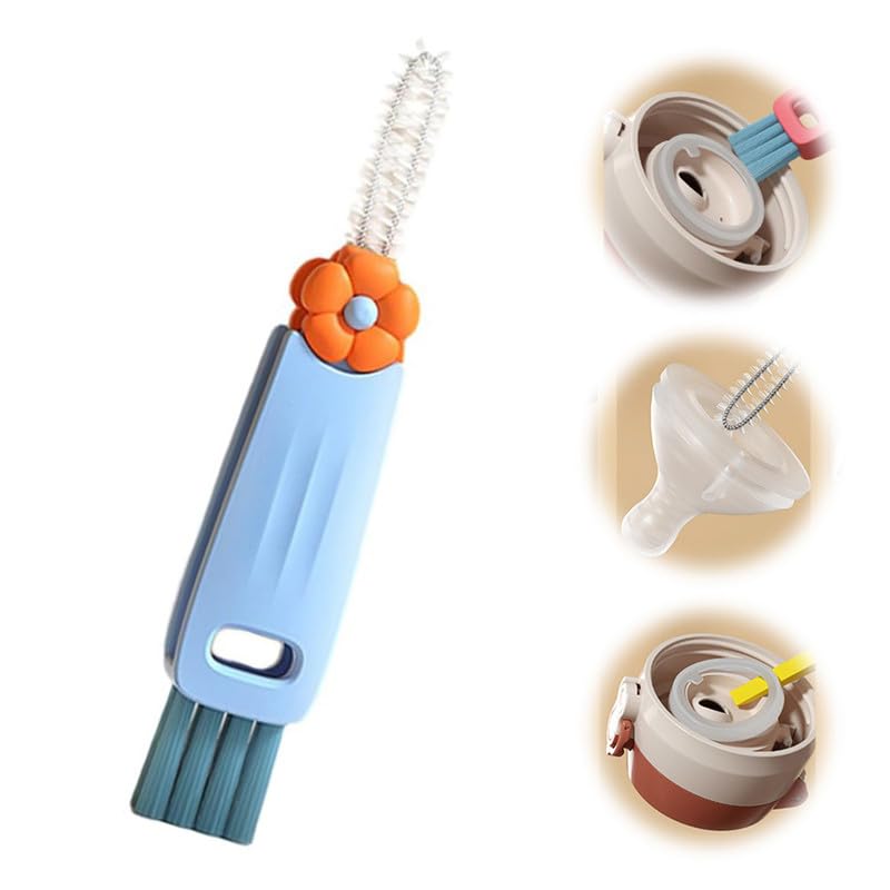 Image of Upgraded 3 in 1 Cup Lid Cleaning Brush, 2024 New Multifunctional Crevice Cleaning Brush Set for Baby Bottle Gap Tight Spaces, Portable Rotatable Cleaning Brush Cup Lid Cleaner