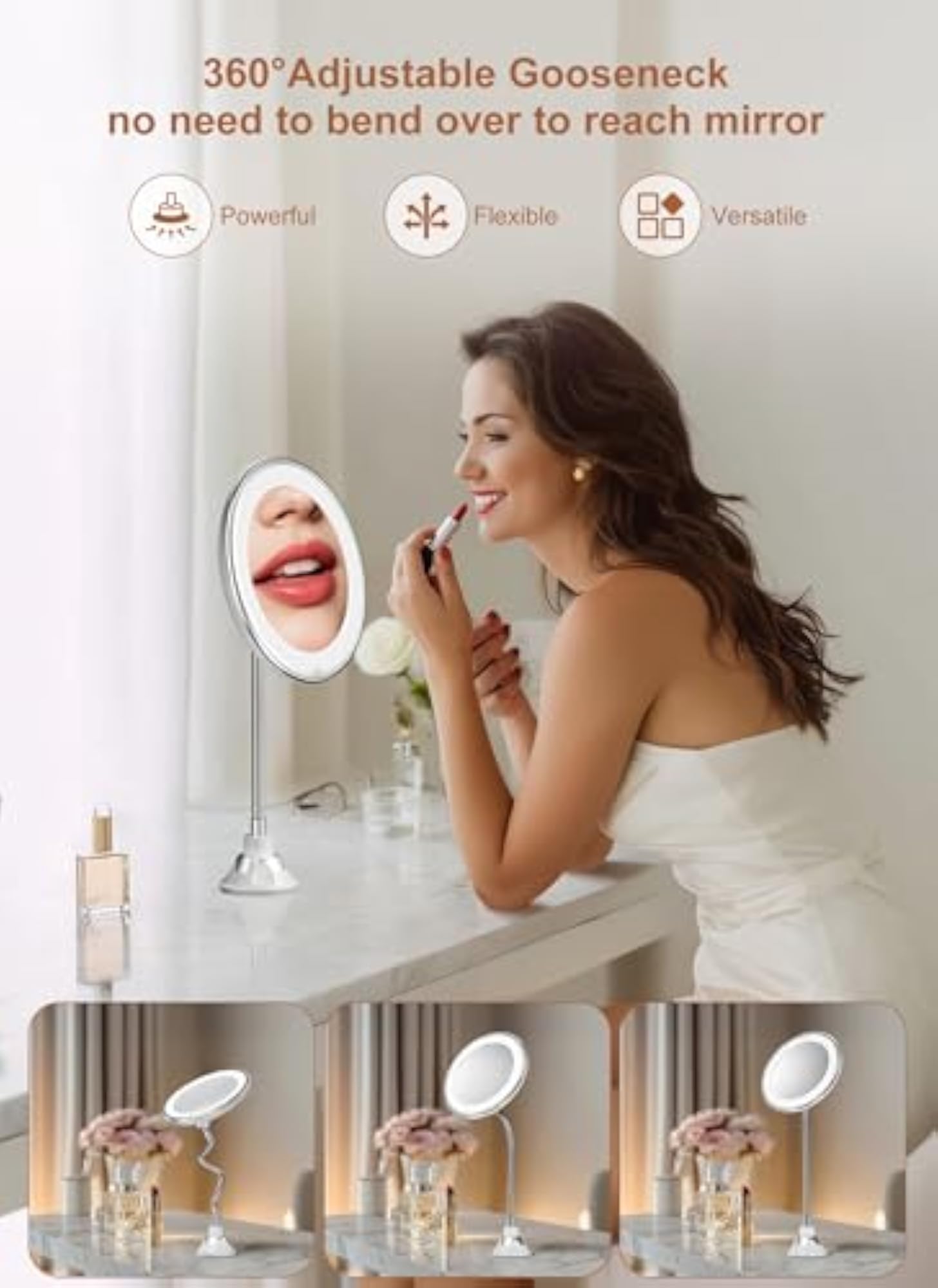 Wall Mounted Light Up Makeup Mirror, Elegant Accessory