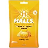 HALLS Cough and Throat Relief Honey Lemon Cough Drops, 30 Drops