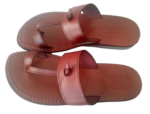 LION OF JUDAH MARKET Biblical Style 09 Unisex Adults Genuine Leather Flip Flops Jesus Sandals