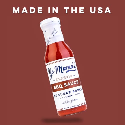Image of Yo Mama's Foods Keto Barbecue BBQ Sauce - (Pack of 2) - Vegan, No Sugar Added, Low Carb, Low Sodium, Gluten Free, Paleo, and Made with Whole Non-GMO Tomatoes!