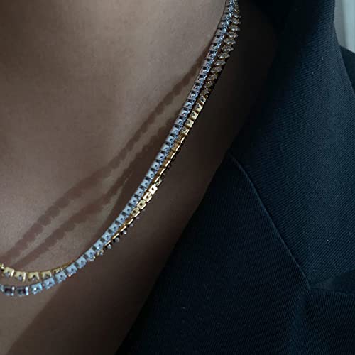 Cowlyn Tennis Choker Necklace Crystal Cubic Zirconia Cz Chain Dainty Gold Silver Plated Diamond For Women Girl Charm Jewelry #TOP6