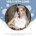 FRCOLOR Wedding Veils for Brides Tiara and Lace Bridal Veil Set Elegant Crystal Princess Crown Headpieces 31in White Long Veil for Women Bachelorette Party Supplies