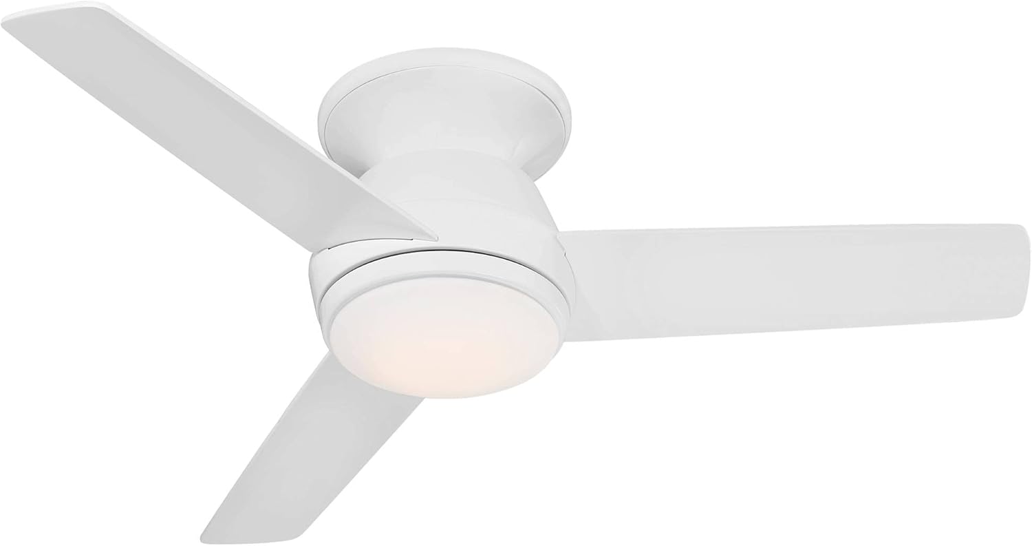 Casa Vieja 44" Marbella Breeze Modern Indoor Hugger Ceiling Fan with Dimmable LED Light Remote Control White Opal Glass for Living Kitchen House Bedroom Family Dining Home Office Room