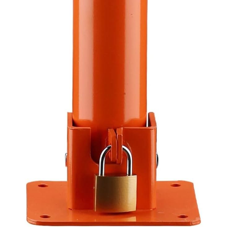 Generico Paletto di Sicurezza Pieghevole con Chiavi e Nastro Riflettente - Barriera Stradale in Acciaio Resistente per Un Controllo Sicuro del parcheggio in Aree ad Alto Traffico - Disponibile in Gri