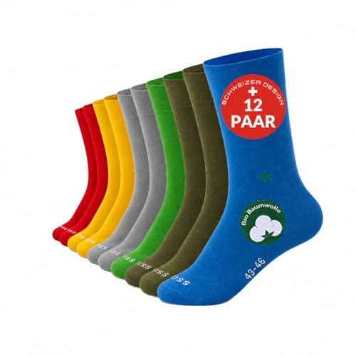 John Kiss Business Socken Herren 12er Pack Color Mix 2x Blau 2x Rot 2x Grün 2x Dunkelgrün 2x Grau 2x Gelb Baumwoll Anzugsocken (39-42 mix)