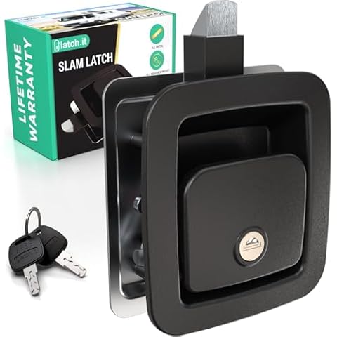 LATCH.IT RV Slam Latch | All Metal RV Storage Locks | Will NOT Replace BP-22 or Offset Latches | Rv Compartment Locks | RV Storage Door Latch Will ONLY FIT 3.9 x 3.3 Lock Hole & 1.25-2” Thick Doors! Cover