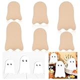 JarThenaAMCS 6Pcs Halloween Wooden Sign Cute Ghost Unfinished Ghost Shaped Table Wooden Signs for Halloween Autumn Tiered Tray Decor Home Kitchen Office DIY Craft