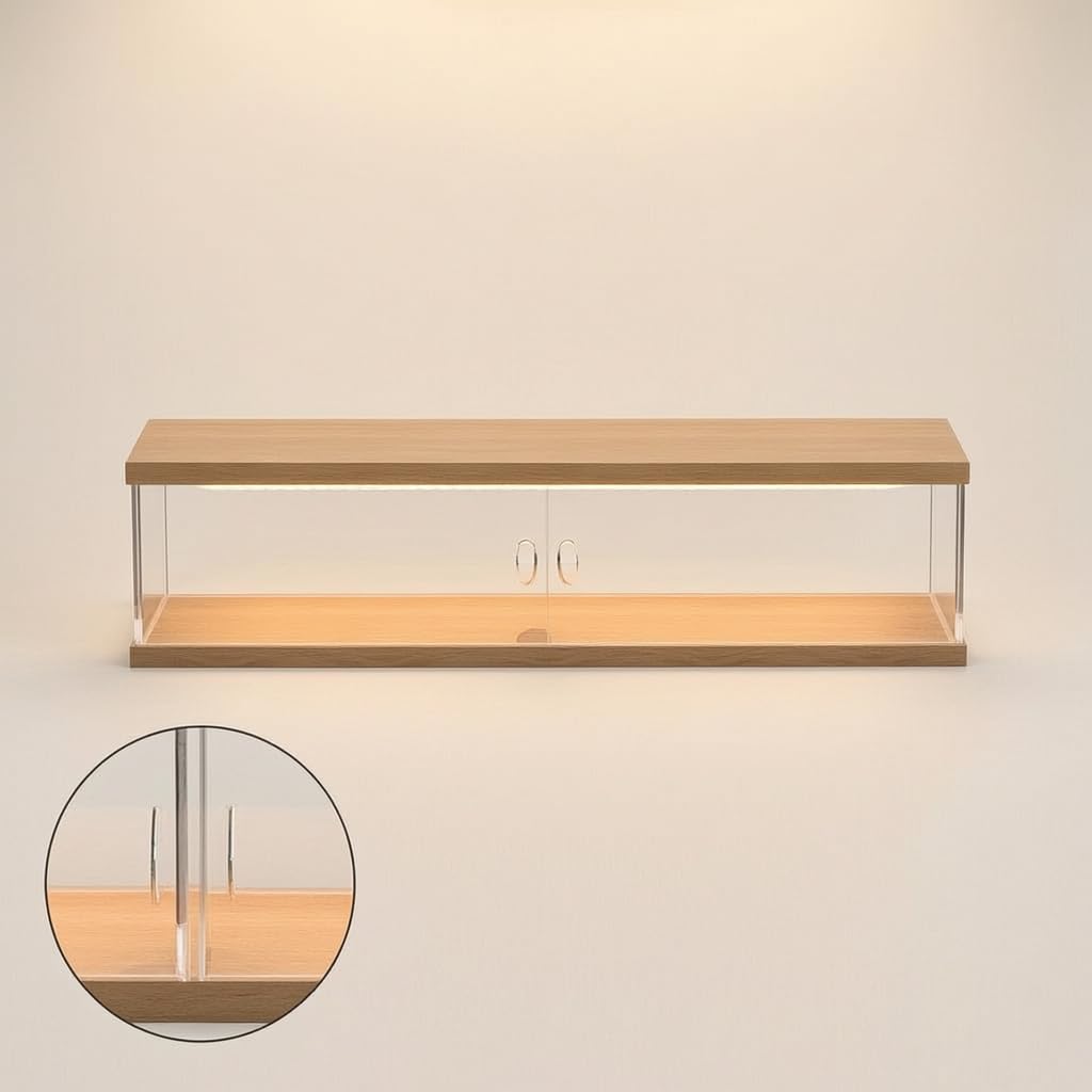 Vitrina Expositora Apilable, Expositor Metacrilato para Colecciones, Transparente para Coches, con Puerta y Luz , para 3 Coches Modelo 1:32 (con Puerta y luz Superior, apilable)