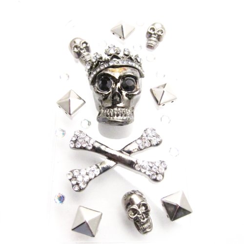 DIY 3D Bling Cell Phone Case Deco Kit : Silver Crossed Bone, Skull and Studs Cabochons DIY 3D Bling Cell Phone Case Deco Kit : Silver Crossed Bone, Skull and Studs Cabochons