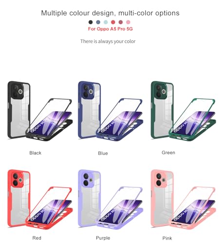 Comaku Cover Per Oppo A5 Pro 5G, 360 Gradi Rugged Custodia Antiurto Case Con Protezione Integrata Dello Schermo, Rugged Doppia Bumper Trasparente Case Integrale Cover - Nero - 9
