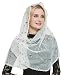 Lemandy Orthodox Veil Head Covering with Embroidered flowers Catholic Chapel Mantilla veil V50 (Ivory veil)
