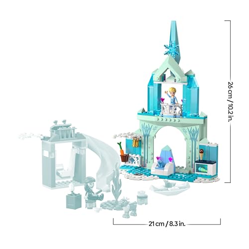 LEGO Disney Princess Le Château de Glace d’Elsa, Jouet de Princesse La Reine des Neiges, 2 Figurines Animales et Mini Poupées Elsa et Anna, Cadeau pour Filles et Garçons Dès 4 Ans 43238