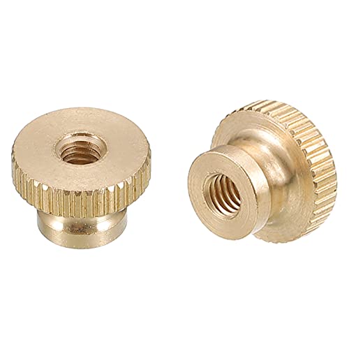 sourcing map Knurled Thumb Nuts, 5pcs M5 x D16mm x H10mm Brass Knurled Nut with Collar High Head Through Hole Adjusting Nuts for 3D Printer Parts