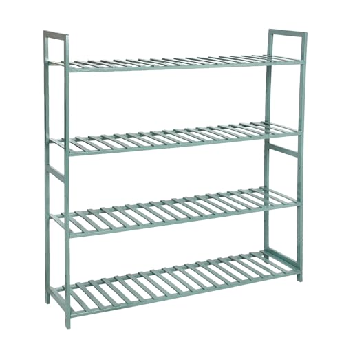 Image of Naayaab Craft Bamboo 4 Tier Plant Shelf Rack, Multi Functional Flower Pot Organizer, Plant Display Stand for Balcony, Living Room & Garden - (Green, 100 x 25 x 100cm)