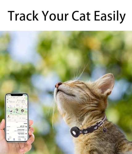 Image of Airtag Cat Collar Breakaway,Safety Kitten Collar with Apple Airtag Holder,Reflective GPS Cat Collar with Bell,Lightweigh Tracker Cat Collars for Girl Boy Cats,Kittens and Puppies (Black Reflective)