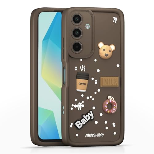 Image of Bintage Ball Bear| Donut| Milk Cake| Baby| Coffee Rubber Case Camera Protection Back Cover Compatible for Samsung Galaxy A16 5G - Brown