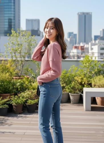 Image of Zilcon Full Sleeve Waffle (Wool) Oversized Tshirt for Women, Button Down Neck Longline Drop Shoulder Sweatshirt for Women