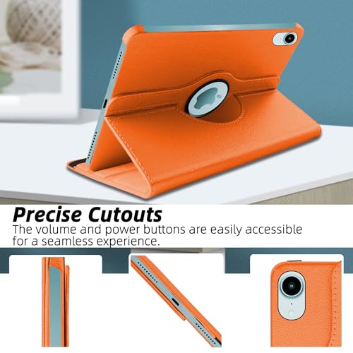 Image of TGK 360 Rotatable Smart Flip Cover for iPad mini 7 Case A17 Pro 2024, iPad mini 7th /6th Generation 8.3 inch (Orange)