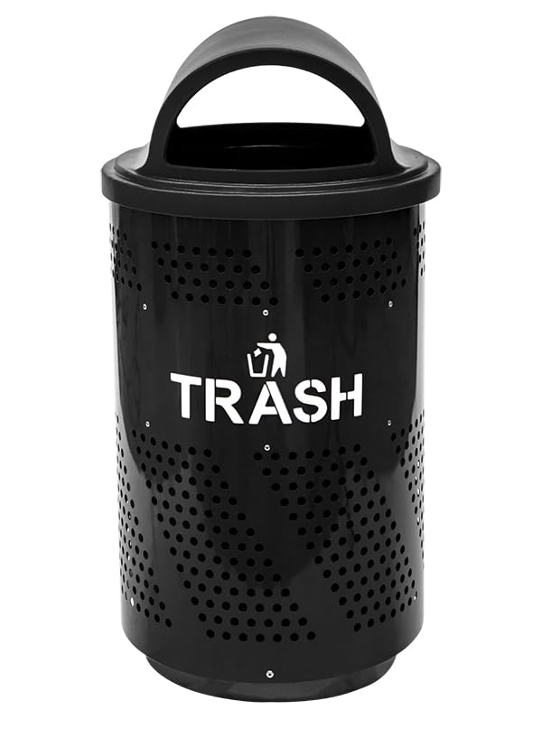 Large 51 Gallon Outdoor Metal Trash Can for Public Spaces, Sporting Arenas, Commercial Spaces - Silver Recycling